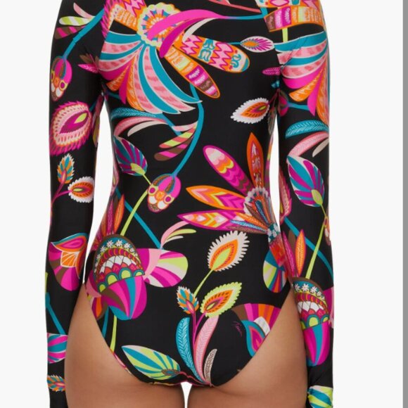 Trina Turk Luminary  Rashguard Paddle Suit One Piece Long Sleeve Suit Swimsuit - Picture 2 of 6